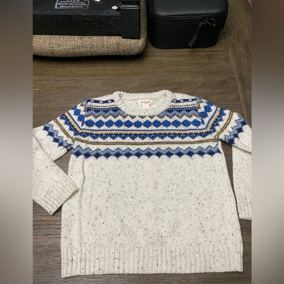Cat And Jack Toddler 5T Grandpa Sweater Marled Blue/cream - Picture 1 of 3